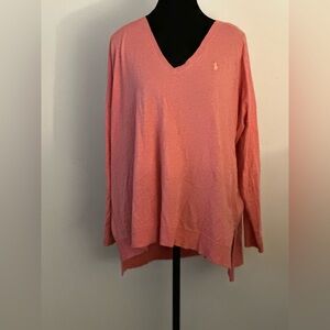POLO Ralph Lauren Coral Long Sleeve V-Neck Sweater Sz M